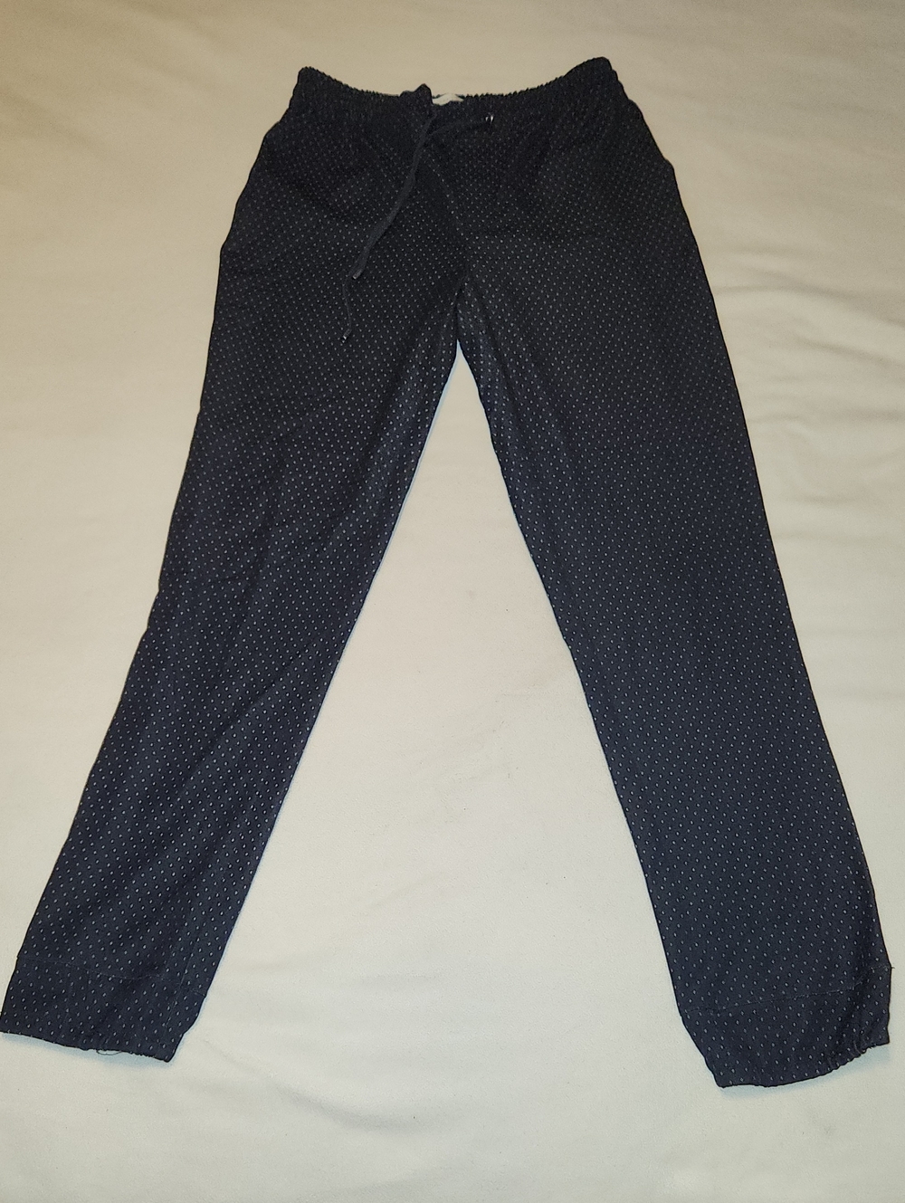 Women's Navy Polka Dot Drawstring Trousers